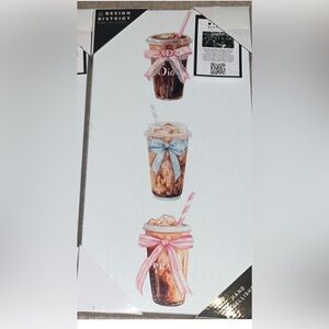 NWT Design District luxury Designer iced coffee cup canvas painting wall art
